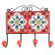 Red Base White Floral Ceramic Tile Hook